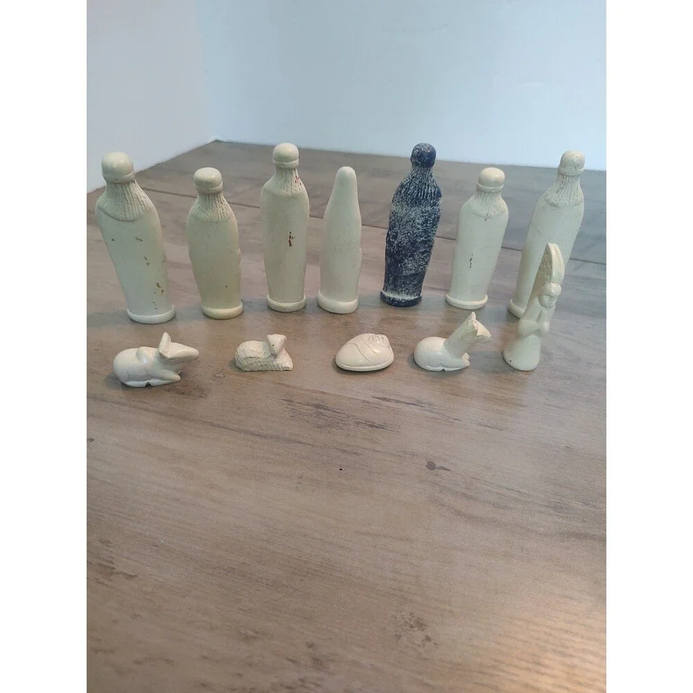 12 Piece Soap Stone Nativity Set Hand Carved African Folk Art Christmas